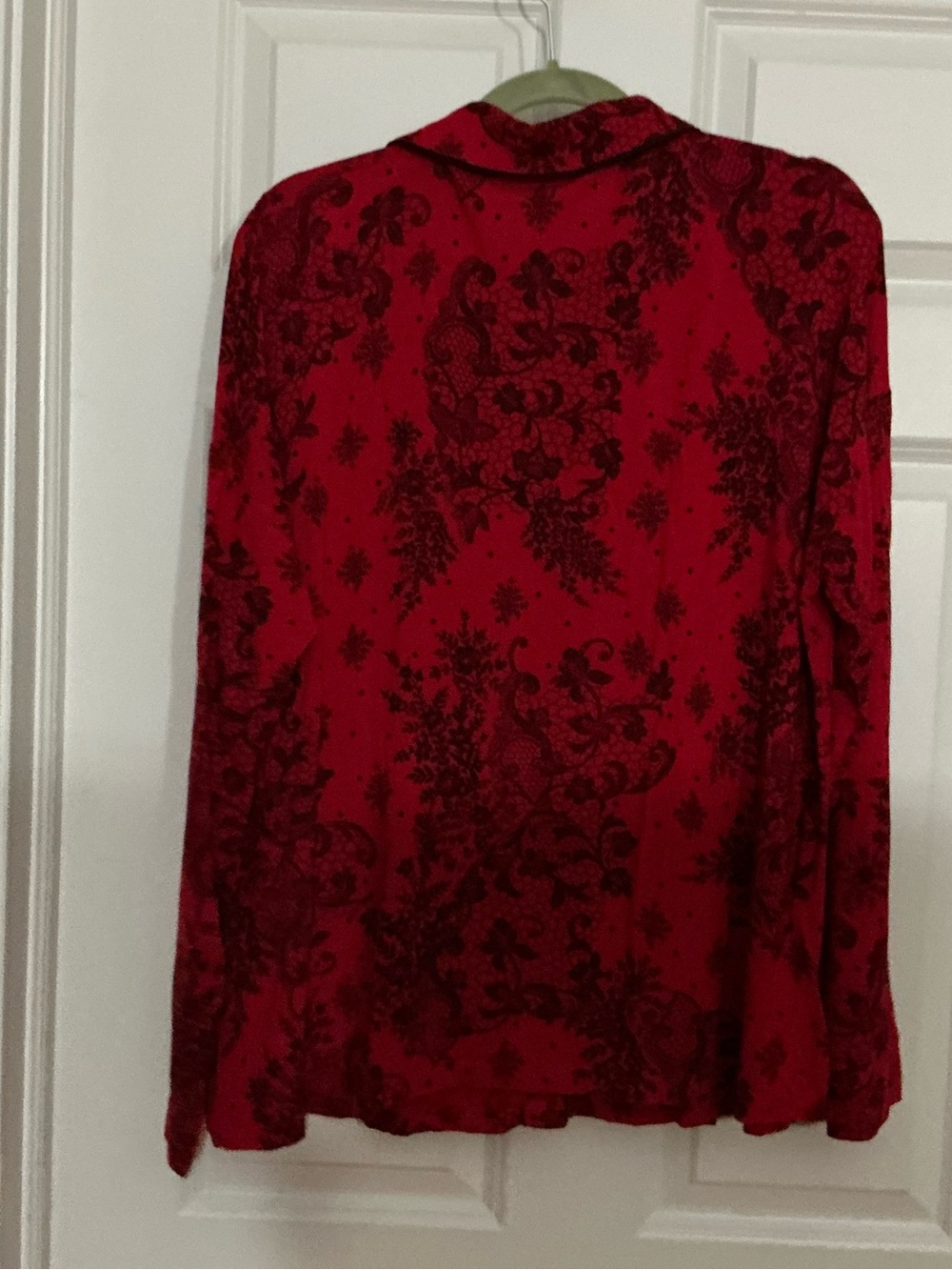 Soma Red and Black Printed Button-Front Pajama Top EUC - Picture 3 of 6